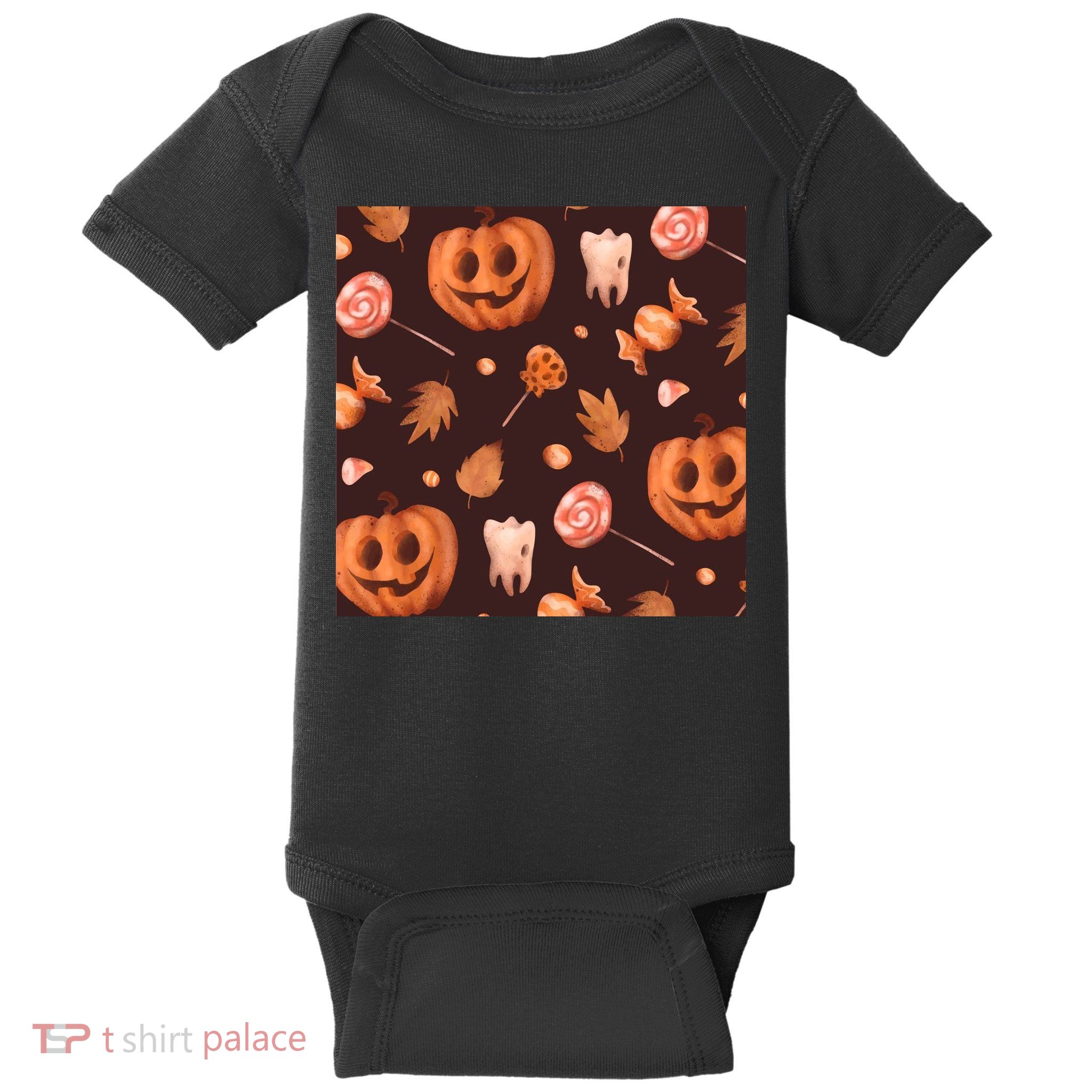Creepy Halloween Pumpkin Candy Baby Bodysuit