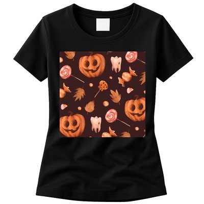 Creepy Halloween Pumpkin Candy Womens T-Shirt