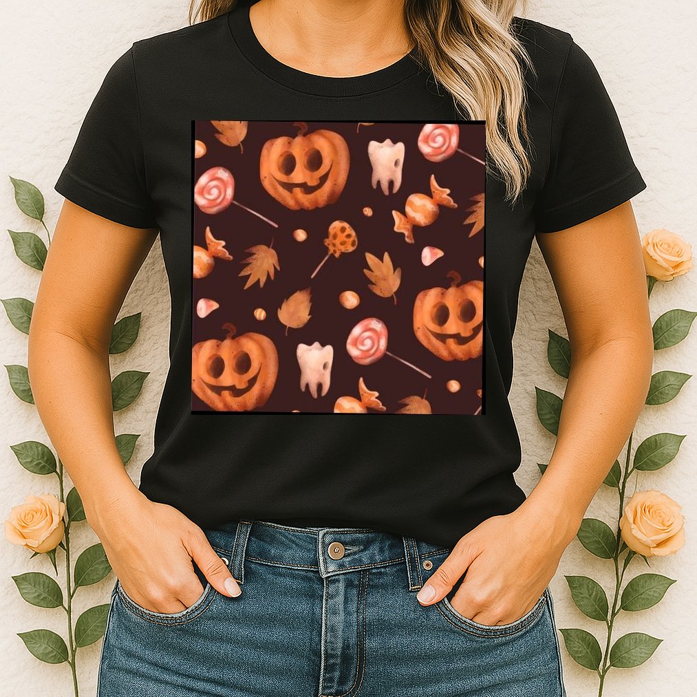 Creepy Halloween Pumpkin Candy Womens T-Shirt