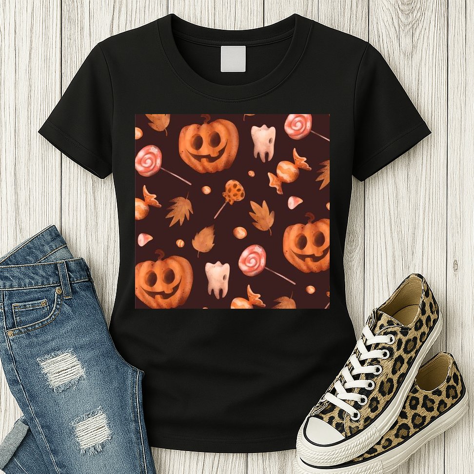 Creepy Halloween Pumpkin Candy Womens T-Shirt