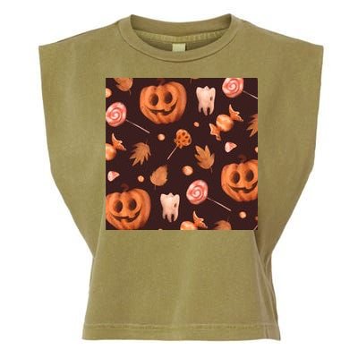 Creepy Halloween Pumpkin Candy Garment-Dyed Women's Muscle Tee