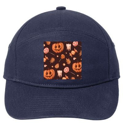 Creepy Halloween Pumpkin Candy 7-Panel Snapback Hat