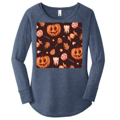 Creepy Halloween Pumpkin Candy Women's Perfect Tri Tunic Long Sleeve Shirt