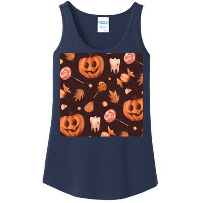 Creepy Halloween Pumpkin Candy Ladies Essential Tank