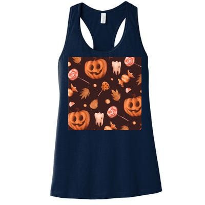 Creepy Halloween Pumpkin Candy Women's Racerback Tank