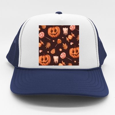 Creepy Halloween Pumpkin Candy Trucker Hat