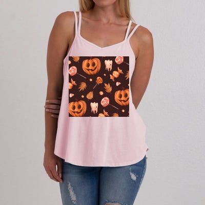 Creepy Halloween Pumpkin Candy Women's Strappy Tank