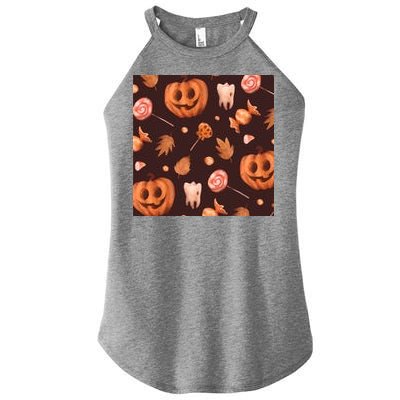 Creepy Halloween Pumpkin Candy Women’s Perfect Tri Rocker Tank