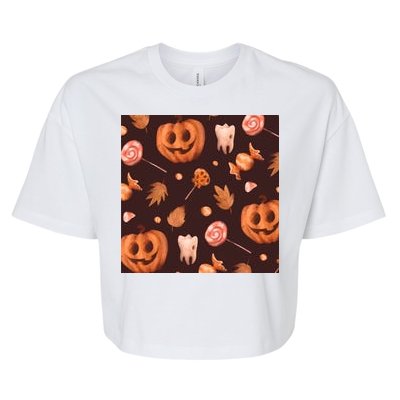 Creepy Halloween Pumpkin Candy Bella+Canvas Jersey Crop Tee