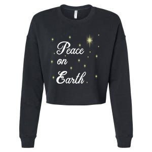 Christmas Holiday Peace On Earth Cropped Pullover Crew