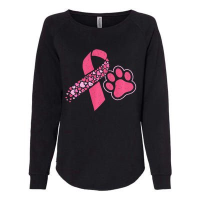 Cute Heart Pink Ribbon Breast Cancer Awareness Dog Lover Womens California Wash Sweatshirt