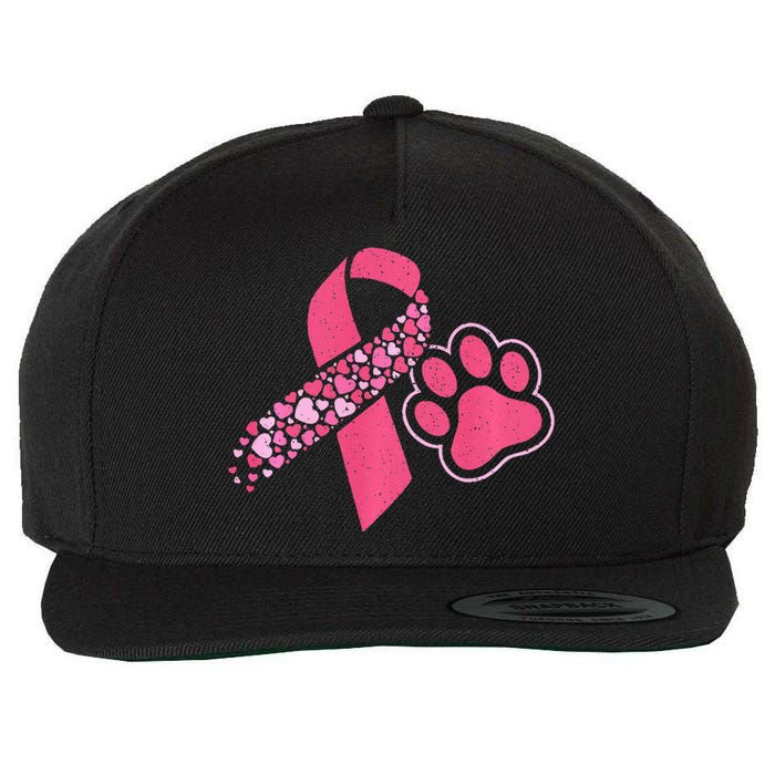 Cute Heart Pink Ribbon Breast Cancer Awareness Dog Lover Wool Snapback Cap