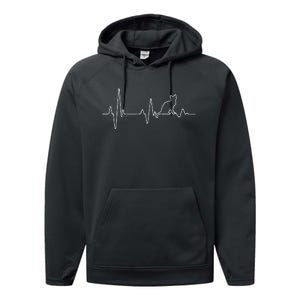 Cat Heartbeat Pulse EKG Cat Running Through My Veins Performance Fleece Hoodie