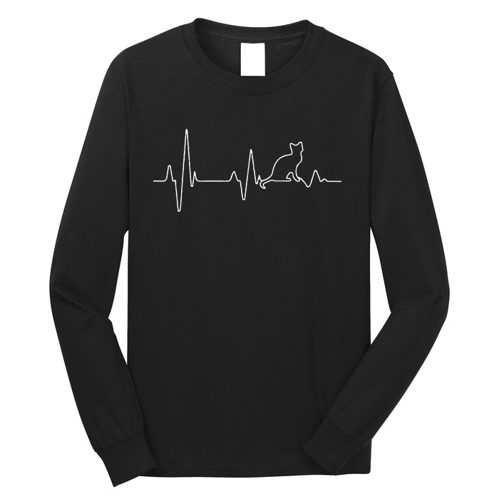 Cat Heartbeat Pulse EKG Cat Running Through My Veins Long Sleeve Shirt