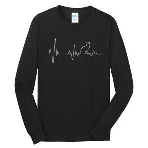 Cat Heartbeat Pulse EKG Cat Running Through My Veins Tall Long Sleeve T-Shirt