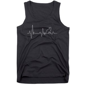 Cat Heartbeat Pulse EKG Cat Running Through My Veins Tank Top