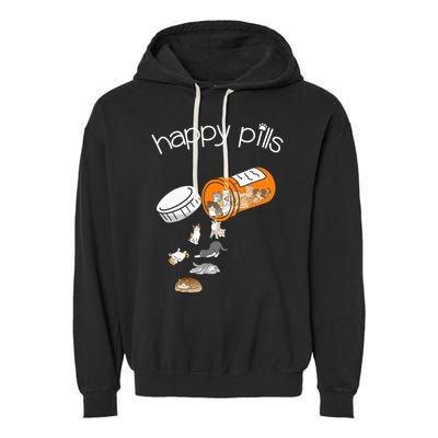 Cat Happy Pills Cute Cat, Funny Cat Encouragement Garment-Dyed Fleece Hoodie