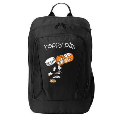 Cat Happy Pills Cute Cat, Funny Cat Encouragement City Backpack