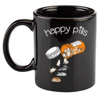 Cat Happy Pills Cute Cat, Funny Cat Encouragement 11oz C Handle Ceramic Mug