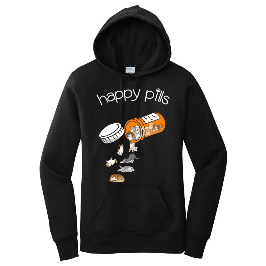 Cat Happy Pills Cute Cat, Funny Cat Encouragement Women's Pullover Hoodie