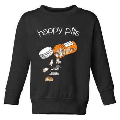 Cat Happy Pills Cute Cat, Funny Cat Encouragement Toddler Sweatshirt