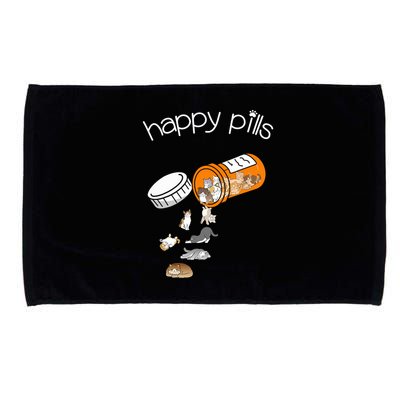 Cat Happy Pills Cute Cat, Funny Cat Encouragement Microfiber Hand Towel