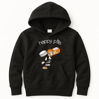 Cat Happy Pills Cute Cat, Funny Cat Encouragement Kids Hoodie