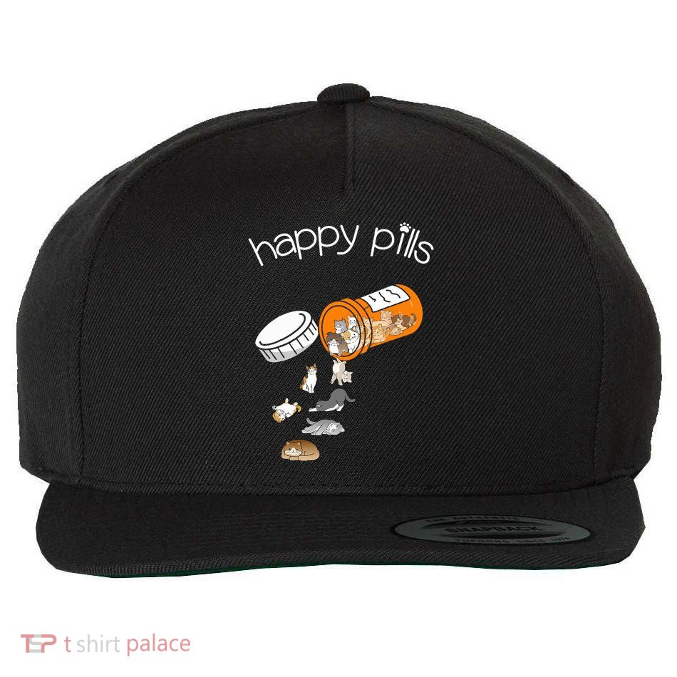Cat Happy Pills Cute Cat, Funny Cat Encouragement Wool Snapback Cap