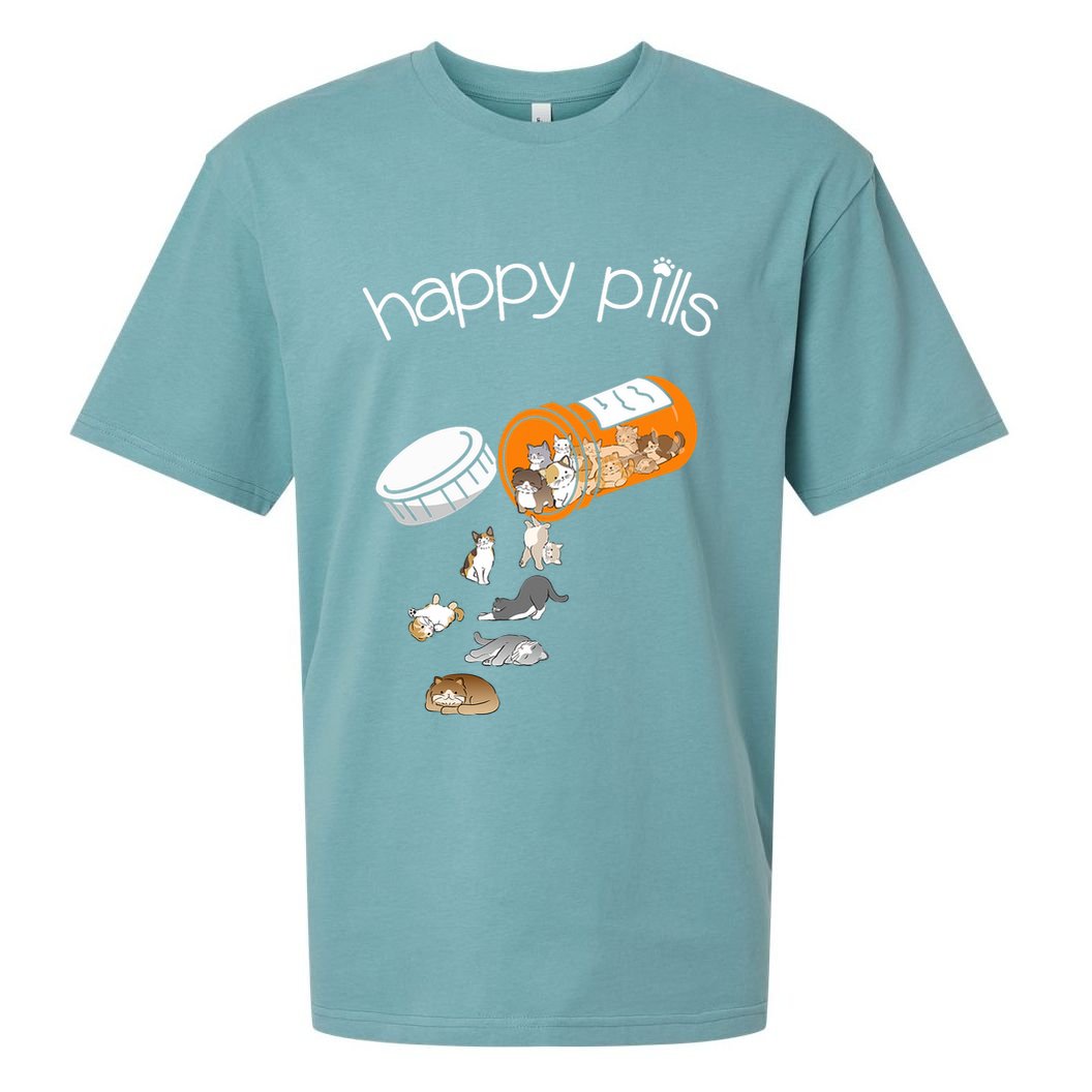 Cat Happy Pills Cute Cat, Funny Cat Encouragement Sueded Cloud Jersey T-Shirt