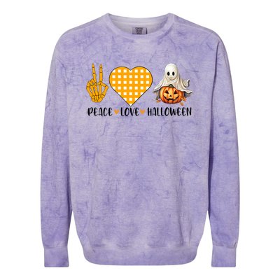 Cute Halloween Peace Love And Gnome Fall Gift Colorblast Crewneck Sweatshirt