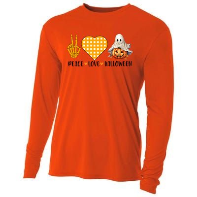 Cute Halloween Peace Love And Gnome Fall Gift Cooling Performance Long Sleeve Crew