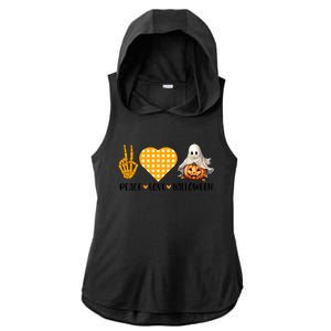 Cute Halloween Peace Love And Gnome Fall Gift Ladies PosiCharge Tri-Blend Wicking Draft Hoodie Tank