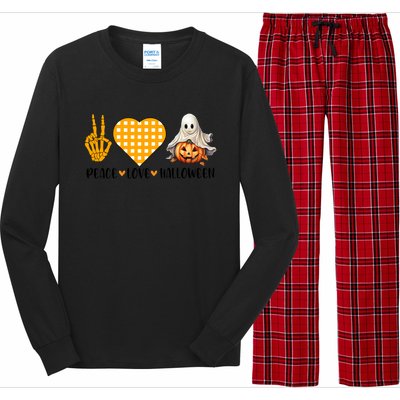 Cute Halloween Peace Love And Gnome Fall Gift Long Sleeve Pajama Set