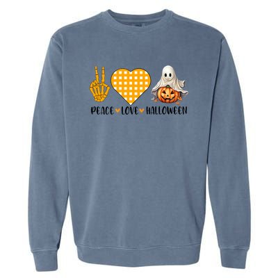 Cute Halloween Peace Love And Gnome Fall Gift Garment-Dyed Sweatshirt