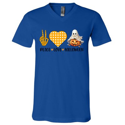 Cute Halloween Peace Love And Gnome Fall Gift V-Neck T-Shirt