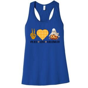 Cute Halloween Peace Love And Gnome Fall Gift Women's Racerback Tank