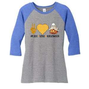 Cute Halloween Peace Love And Gnome Fall Gift Women's Tri-Blend 3/4-Sleeve Raglan Shirt