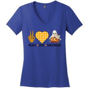 Cute Halloween Peace Love And Gnome Fall Gift Women's V-Neck T-Shirt