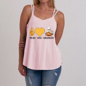 Cute Halloween Peace Love And Gnome Fall Gift Women's Strappy Tank