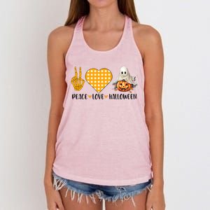 Cute Halloween Peace Love And Gnome Fall Gift Women's Knotted Racerback Tank