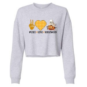 Cute Halloween Peace Love And Gnome Fall Gift Cropped Pullover Crew