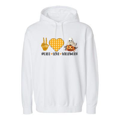 Cute Halloween Peace Love And Gnome Fall Gift Garment-Dyed Fleece Hoodie