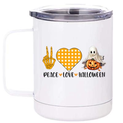 Cute Halloween Peace Love And Gnome Fall Gift 12 oz Stainless Steel Tumbler Cup