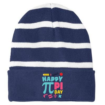 Cool Happy Pi Day Striped Beanie with Solid Band