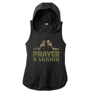 Camo Heels Prayer Warrior Faith God Jesus Christian Ladies PosiCharge Tri-Blend Wicking Draft Hoodie Tank