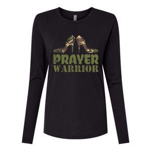 Camo Heels Prayer Warrior Faith God Jesus Christian Womens Cotton Relaxed Long Sleeve T-Shirt