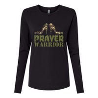 Camo Heels Prayer Warrior Faith God Jesus Christian Womens Cotton Relaxed Long Sleeve T-Shirt