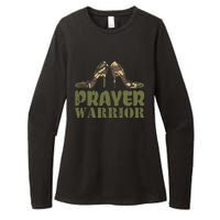 Camo Heels Prayer Warrior Faith God Jesus Christian Womens CVC Long Sleeve Shirt