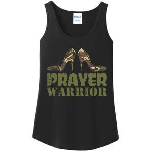 Camo Heels Prayer Warrior Faith God Jesus Christian Ladies Essential Tank