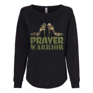 Camo Heels Prayer Warrior Faith God Jesus Christian Womens California Wash Sweatshirt